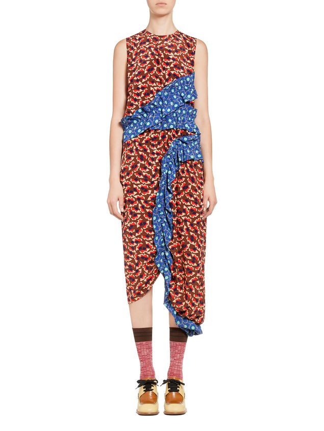 Silk Dress With Metropolis Print From The Marni Fall Winter Marni Silk Dress With Metropolis Print Woman 1