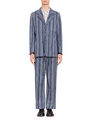 Marni Three-button jacket in striped cotton Man