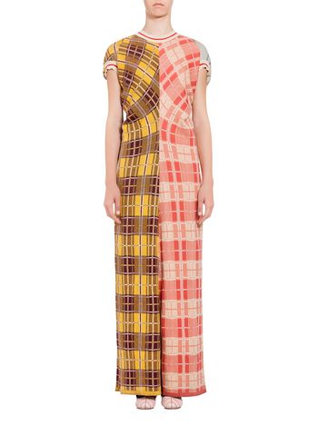 Marni V-necked dress in jacquard cotton Woman