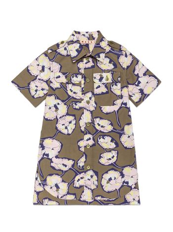 Marni HALF SLEEVES DRESS IN POPELINE WITH WHISPER FLOWER PRINT Woman