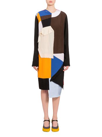 Marni Washed crepe asymmetric dress Woman