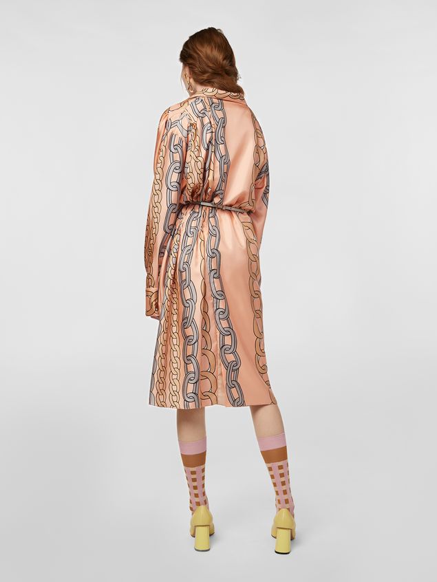 Long Sleeve Dress Marni Dress in silk twill with Chaine print Woman