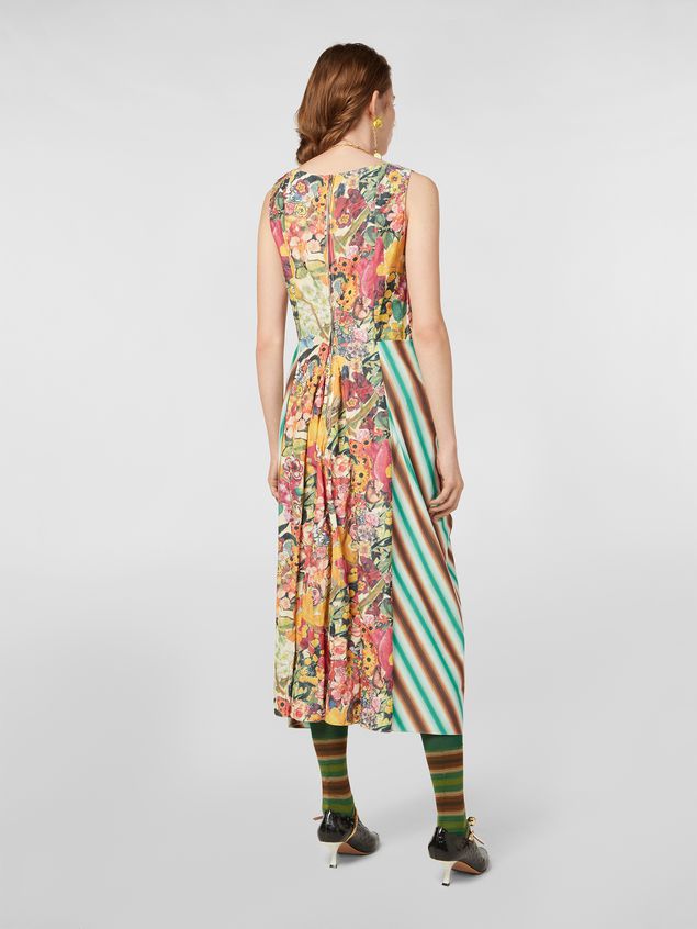 Medium Sleeve Dress Marni V-neck dress in faded striped cotton Woman