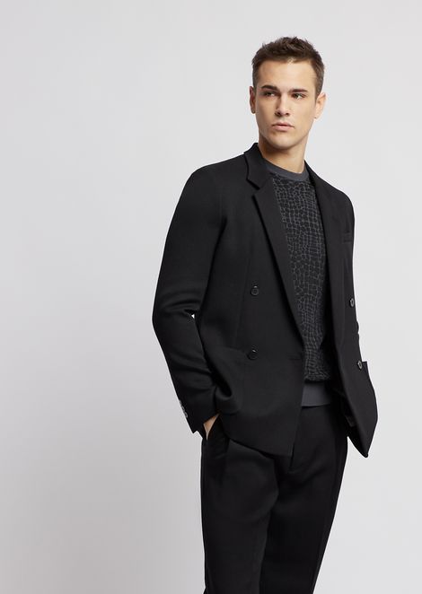 Lightweight wool gabardine suit with double-breasted jacket and ...