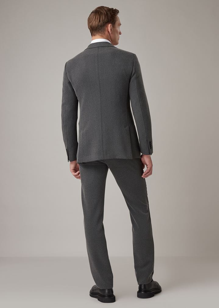 Soho line slim-fit half-canvassed suit in technical crêpe cavalry twill ...