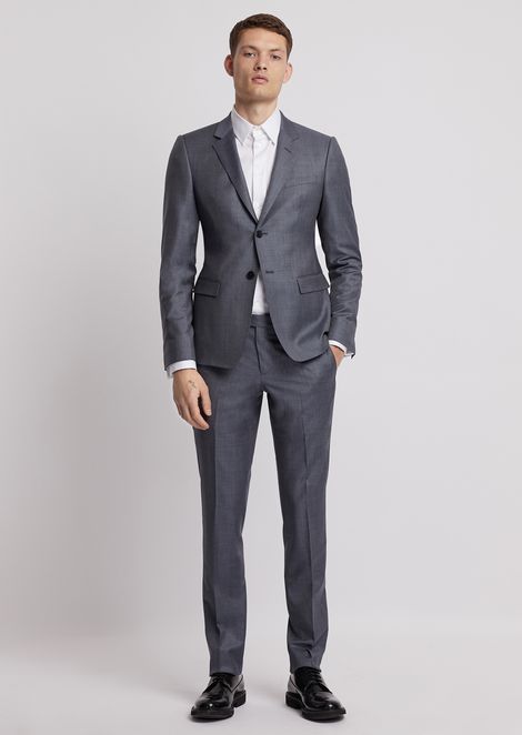 Suit in a blend of light wool and silk with single-breasted blazer ...