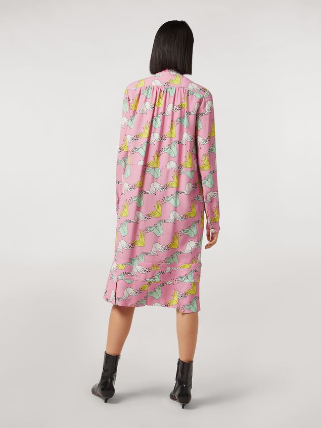 Kleid mit halblangen Ärmeln Marni Kleid aus Sable-Viskose mit Druck „Prelude“ von Bruno Bozzetto Damen