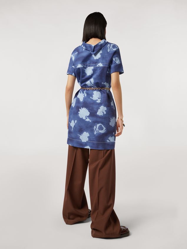 Medium Sleeve Dress Marni Linen and cotton drill straight dress Happy print Woman