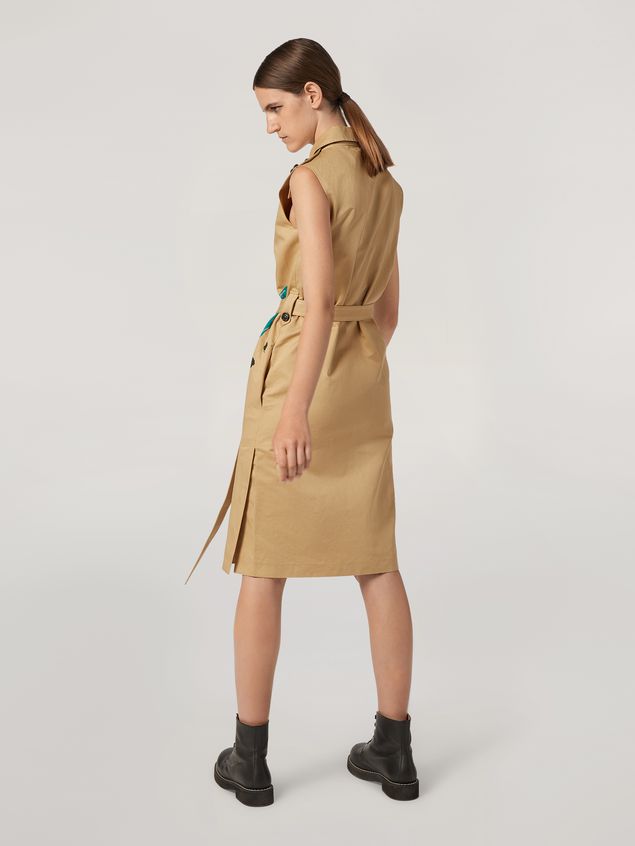 Medium Sleeve Dress Marni Belted dress in cotton and linen drill Jungle Liz print Woman