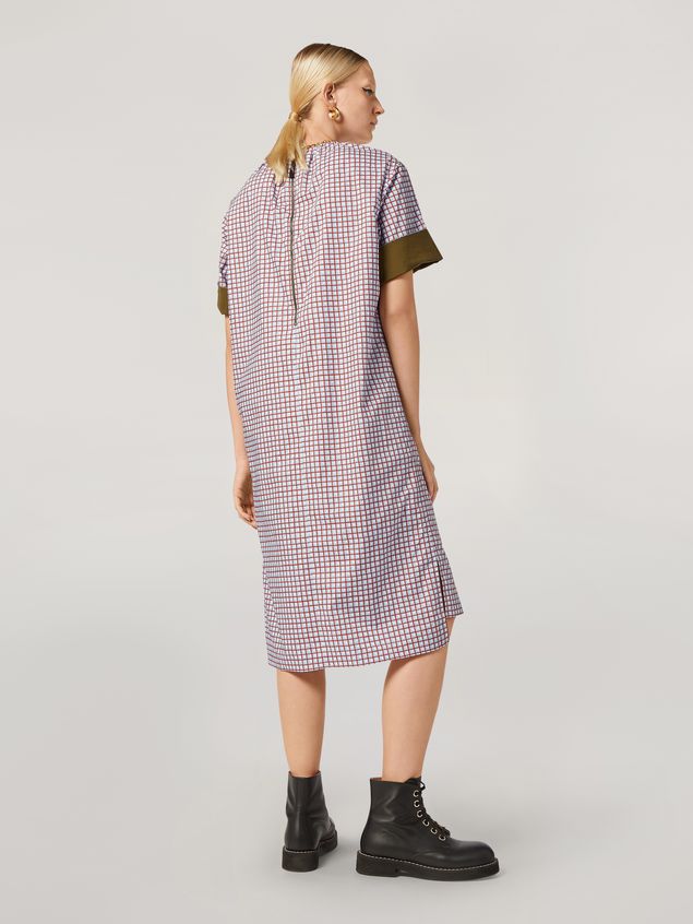 Medium Sleeve Dress Marni Dress in cotton poplin Hive print with contrast turn-ups Woman