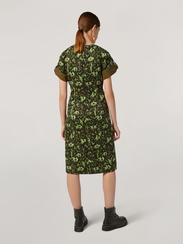 Medium Sleeve Dress Marni Dress in cotton jacquard Wild print with sleeve turn-ups Woman