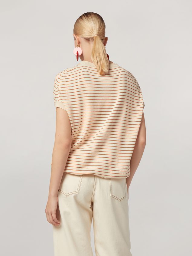 T-shirt manica corta Marni Tunica in cotone e cashmere rigato Donna
