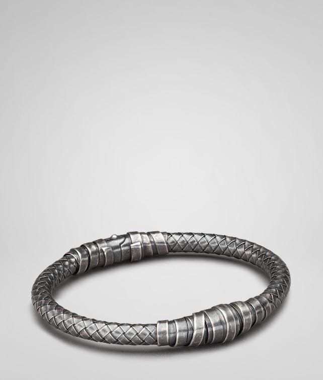 BOTTEGA VENETA Intrecciato Oxydized Silver Bracelet Bracelet Man fp