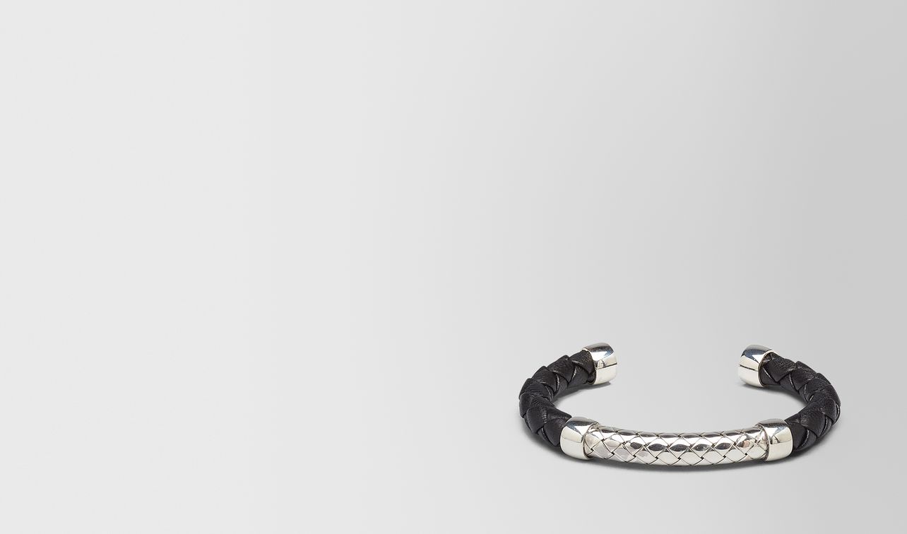 bracelet in nero intrecciato nappa and silver landing