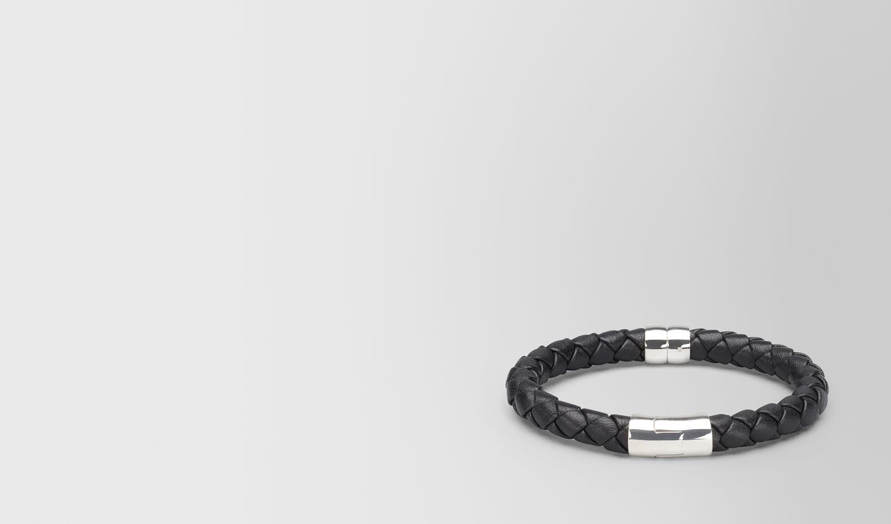 bracelet in nero intrecciato nappa and silver landing
