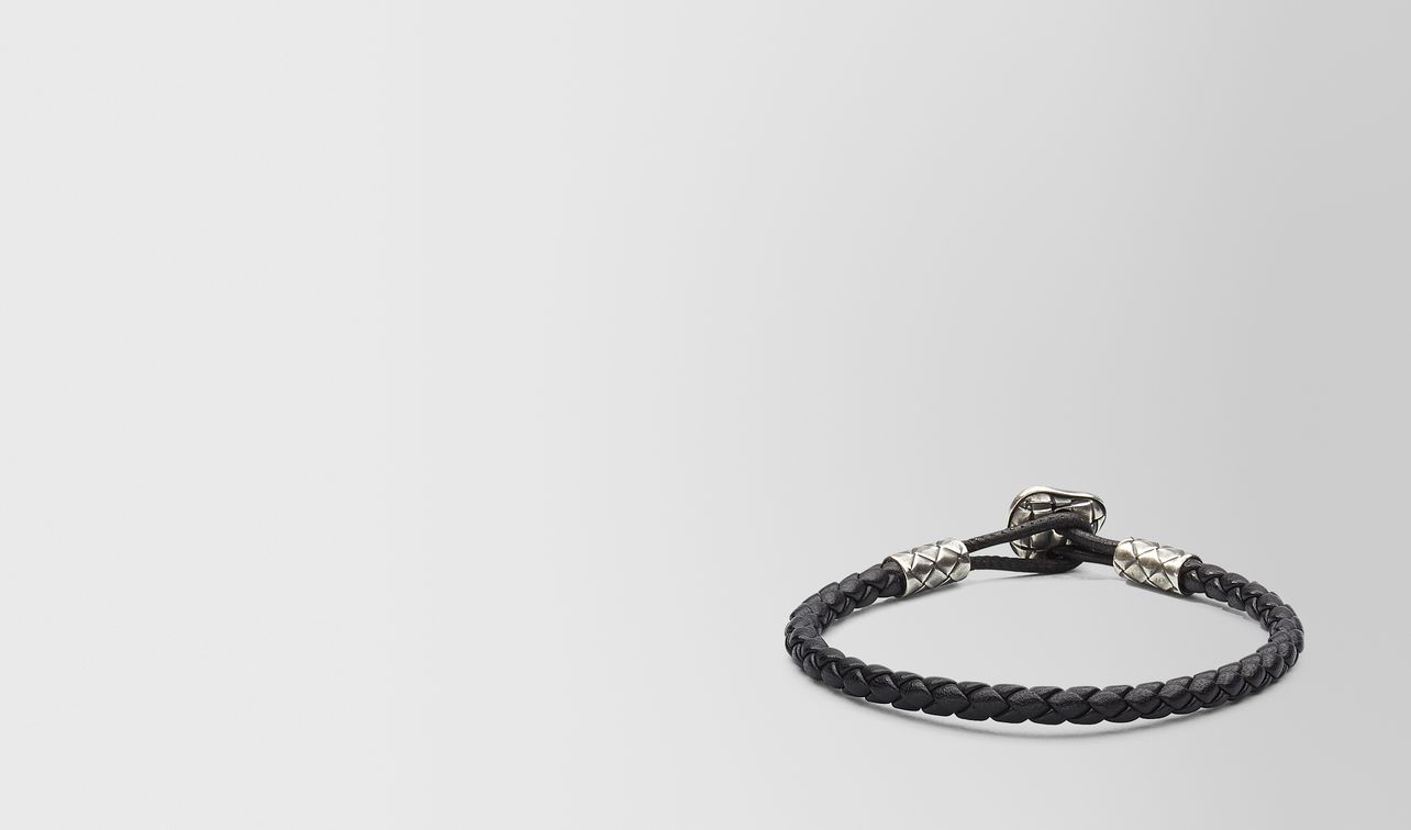 bracelet in nero intrecciato nappa and silver landing