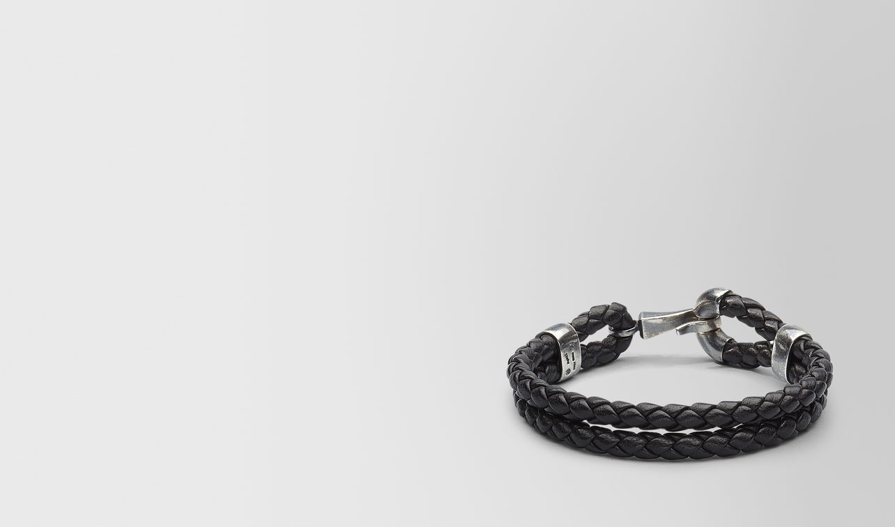bracelet in nero intrecciato nappa and silver landing