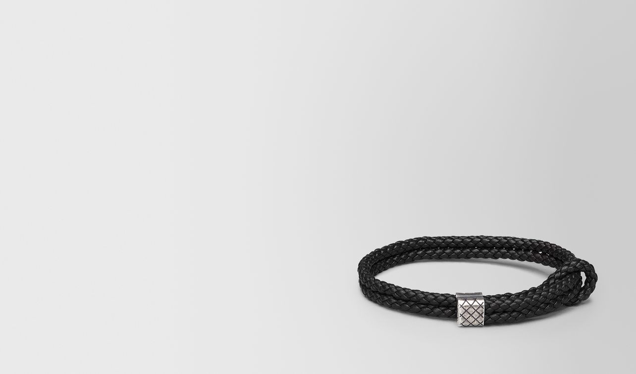 bracelet in nero intrecciato nappa and silver landing