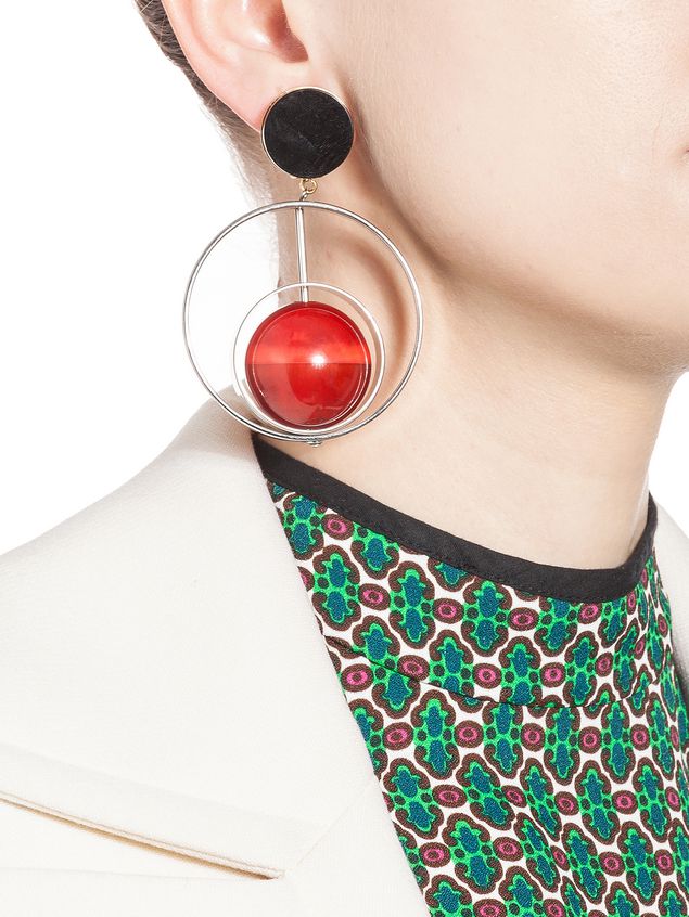 Clip On Earrings In Metal With Sphere Natural Horn Marni Marni Earring Woman Clip On Earrings In Metal With Sphere Natural Horn D