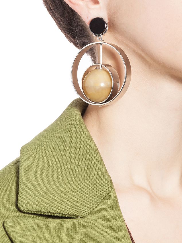 Clip On Earrings In Metal With Sphere Natural Horn Marni Marni Earring Woman Clip On Earrings In Metal With Sphere Natural Horn D