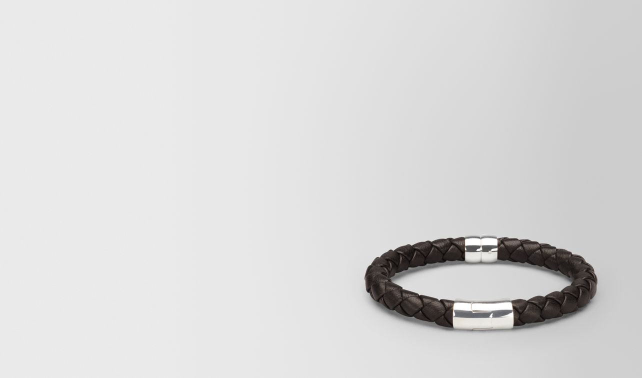 bracelet in espresso intrecciato nappa and silver landing