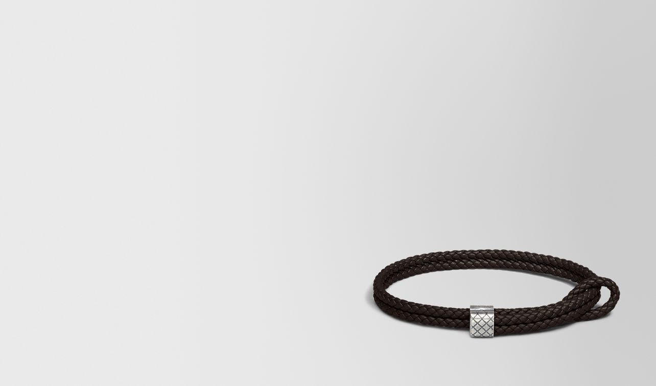 bracelet in espresso intrecciato nappa and silver landing