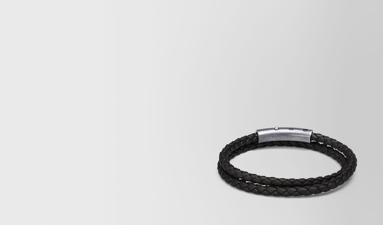 bracelet in nero intrecciato nappa and sterling silver landing