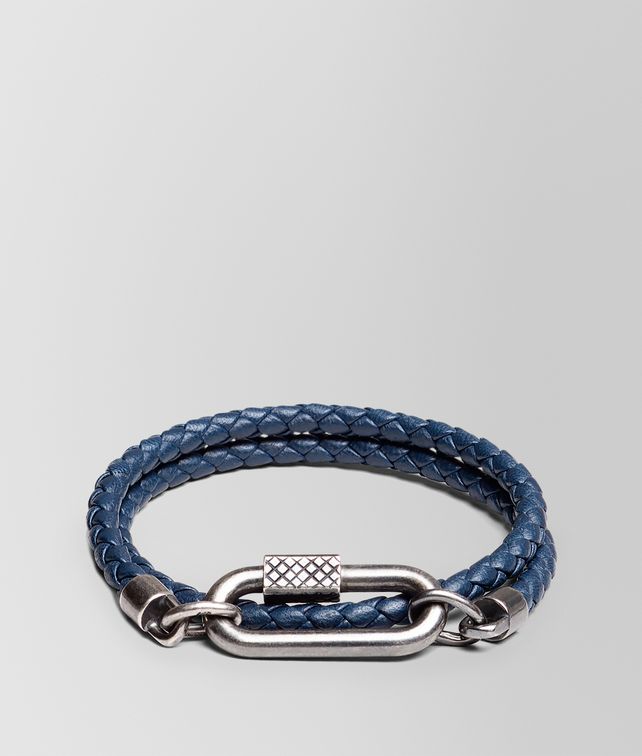 BOTTEGA VENETA BRACELET IN PACIFIC INTRECCIATO NAPPA AND SILVER Bracelet Man fp