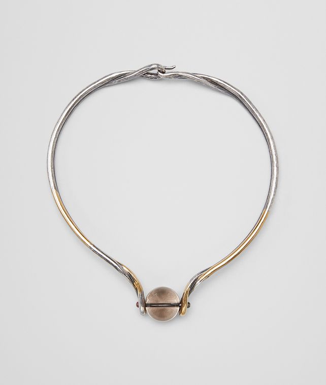BOTTEGA VENETA NECKLACE IN SILVER, SMOKY QUARTZ AND TOURMALINE STONES WITH YELLOW GOLD ACCENTS Necklace Woman fp