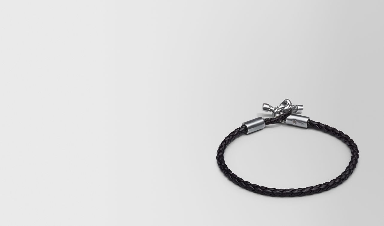 bracelet in nero intrecciato nappa and silver landing