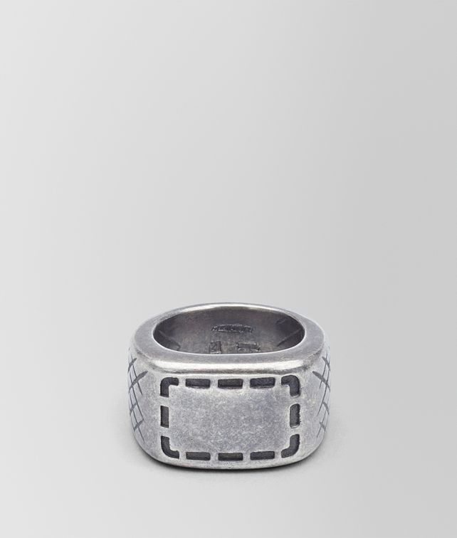 BOTTEGA VENETA RING IN SILVER WITH SELLERIA MOTIF AND INTRECCIATO DETAILS Ring Man fp