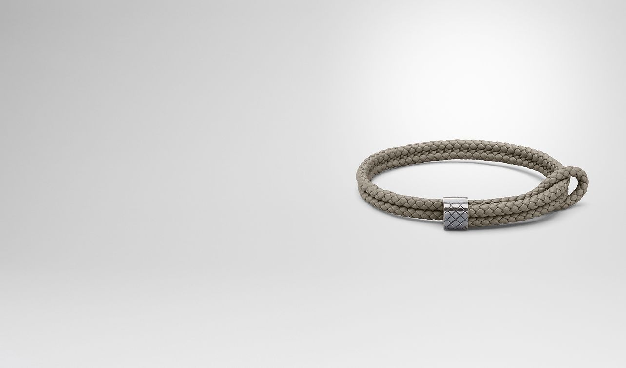 bracelet in fume intrecciato nappa and silver landing