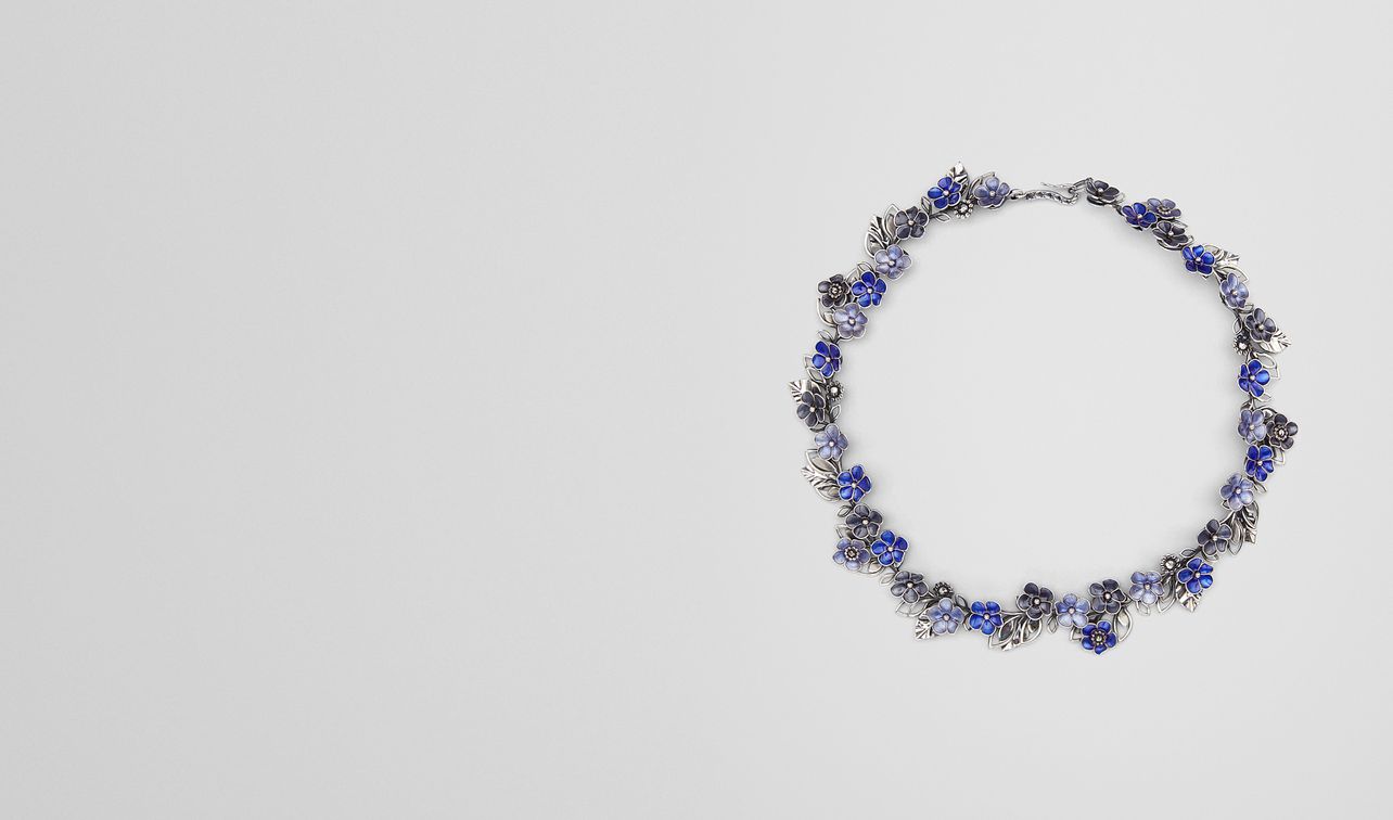 necklace in sterling silver multiblue enamel landing