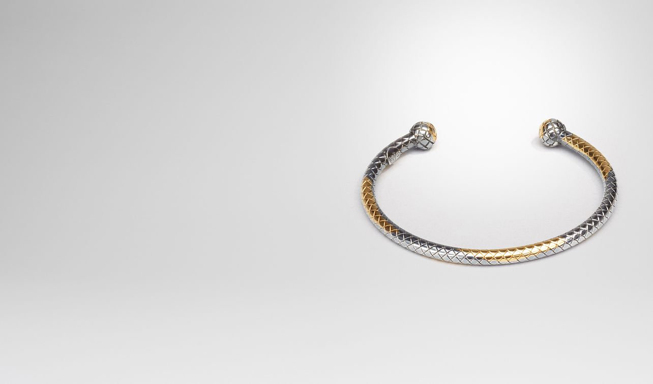 bracelet en argent intrecciato et patine or jaune landing