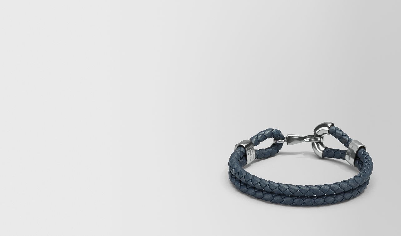 bracelet in denim intrecciato nappa and silver landing