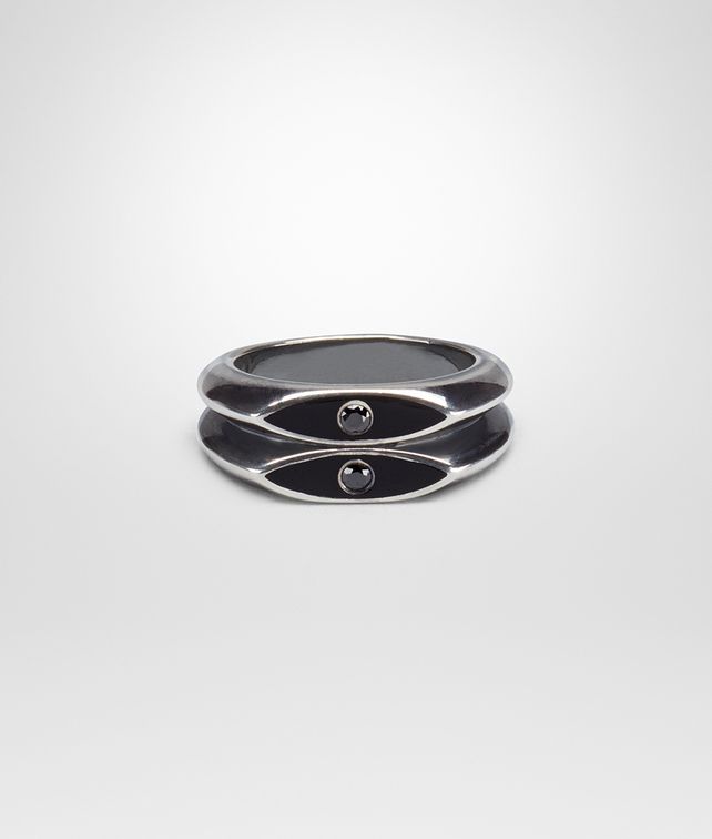 BOTTEGA VENETA NERO ENAMELLED SILVER RING Ring Man fp