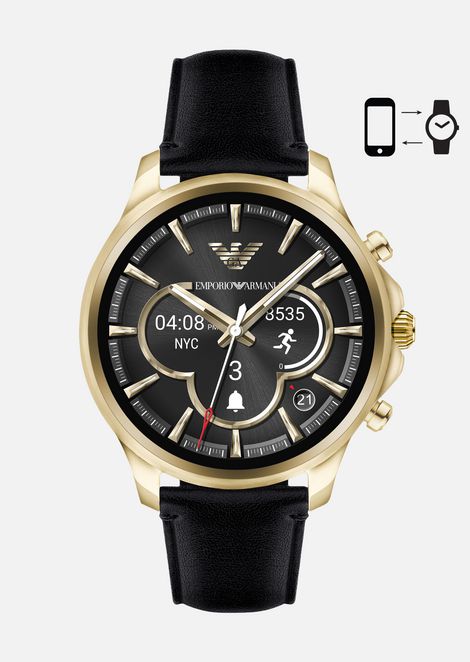 emporio armani stopwatch in stainless steel and leather 11105