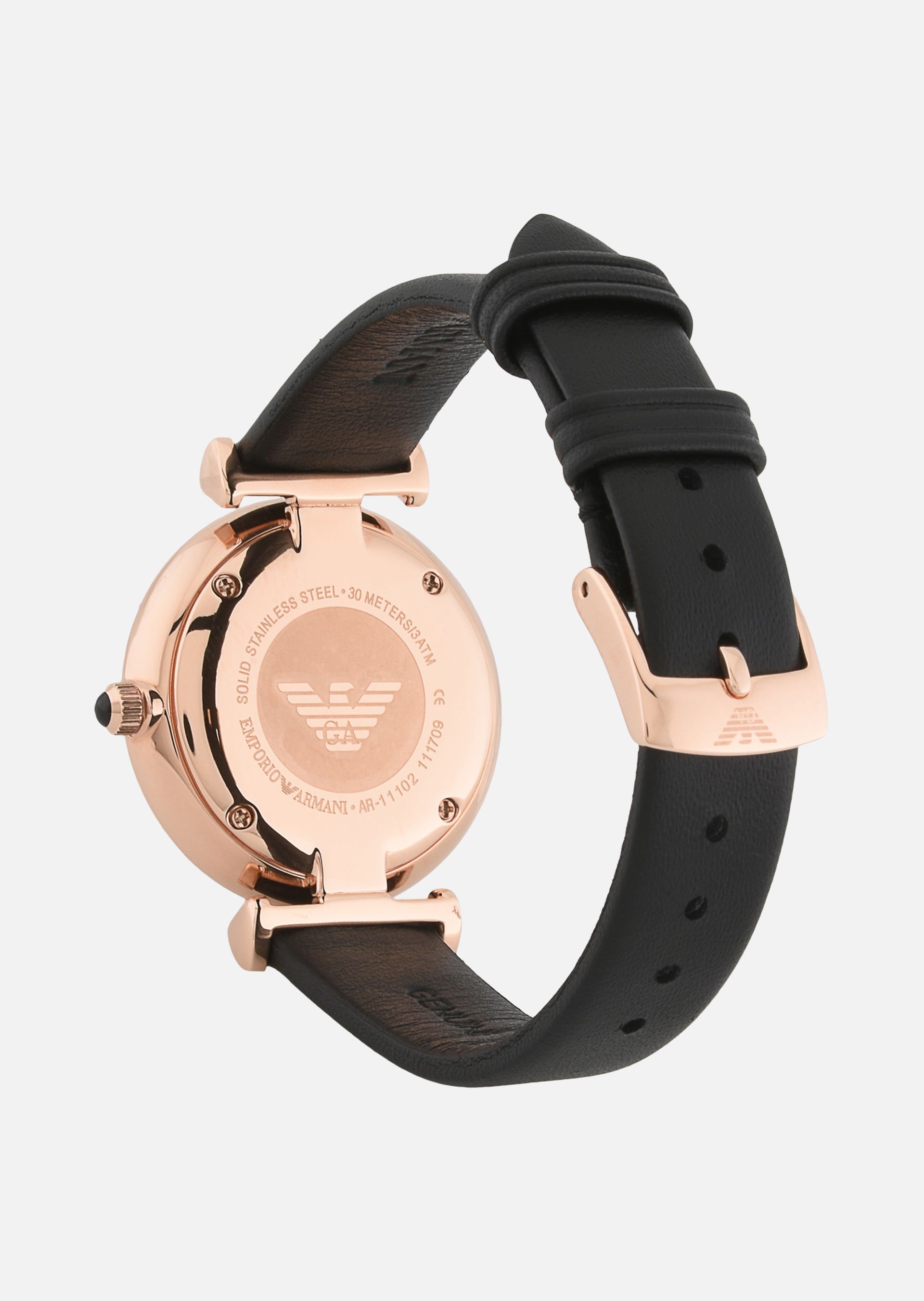 ea阿玛尼女士手表 石英 黑色真皮表带 /ar11102_nlp1_nlc