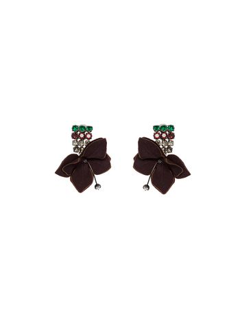 Marni Leather flower clip-on earrings Woman