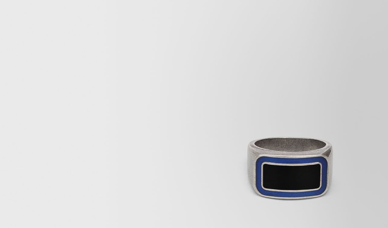oxidized silver cobalt blue nero matte enamel ring landing