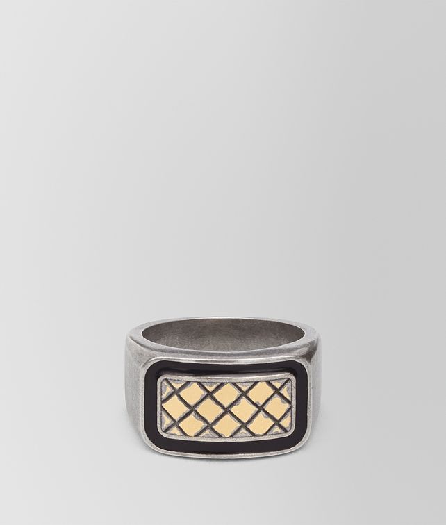 BOTTEGA VENETA OXIDIZED SILVER NERO MATTE ENAMEL RING Ring Woman fp