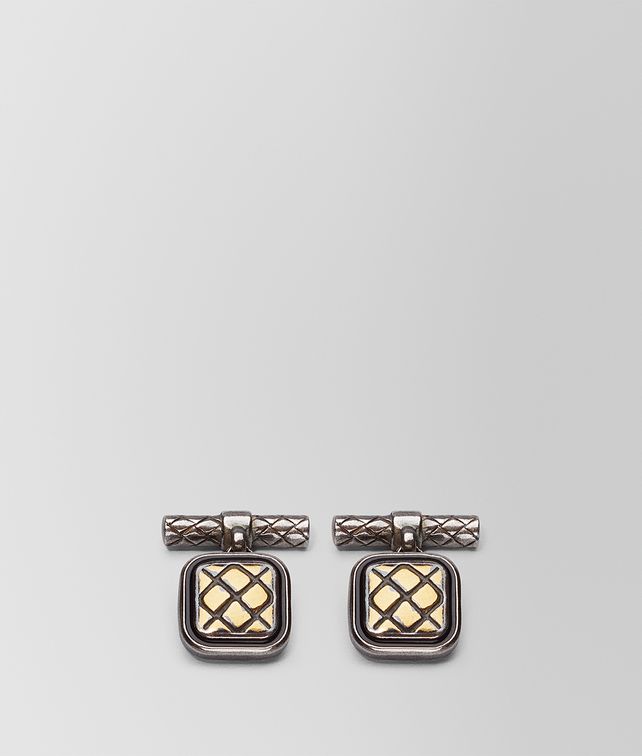 BOTTEGA VENETA OXIDIZED SILVER NERO MATTE ENAMEL CUFFLINK Other Jewellery Man fp