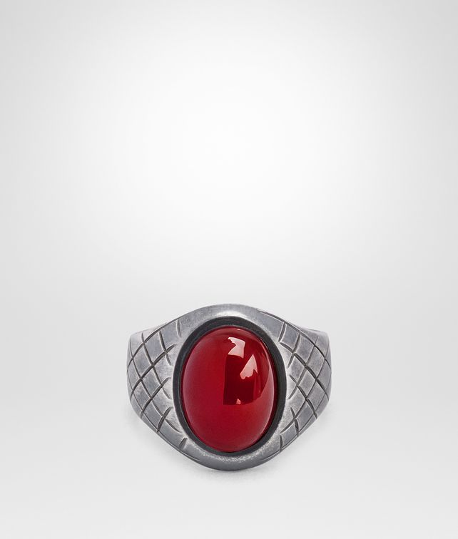 BOTTEGA VENETA OXIDIZED SILVER GARNET RING Ring Woman fp