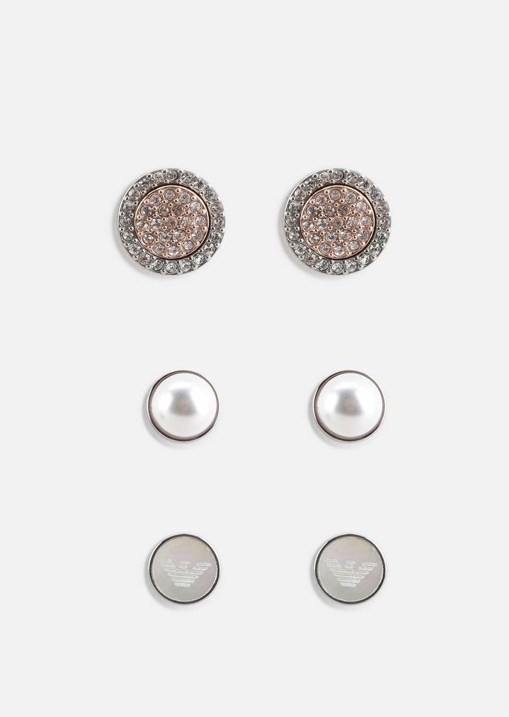 Three Piece Round Stud Gift Set Woman Emporio Armani Emporio Armani Three Piece Round Stud Gift Set Earring Woman F