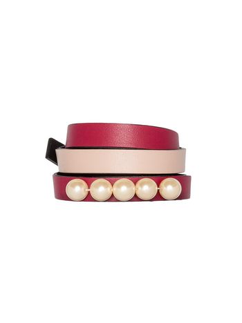 Marni Double-wrap bracelet in leather pink Woman