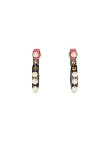 Marni Clip-on earrings in leather and pearls Woman