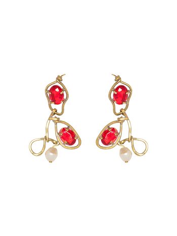 Marni Leverback earrings in metal, pearl and glass Woman