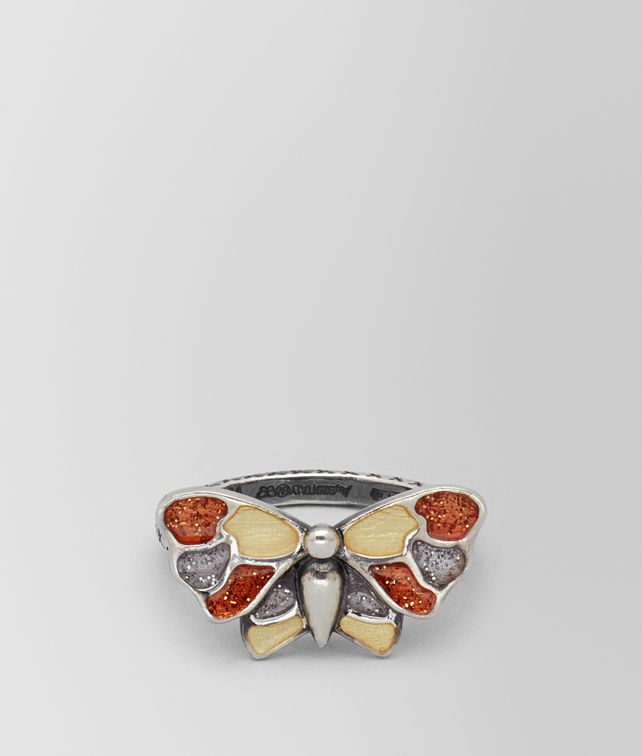 BOTTEGA VENETA MULTICOLOR ANTIQUE SILVER BUTTERFLY RING Ring Woman fp