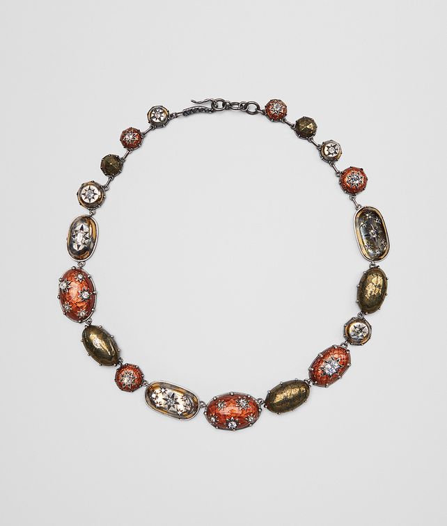 BOTTEGA VENETA NATURAL BROWN ANTIQUE SILVER STELLULAR NECKLACE Necklace Woman fp