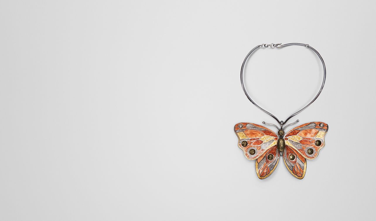 multicolor antique silver butterfly necklace landing